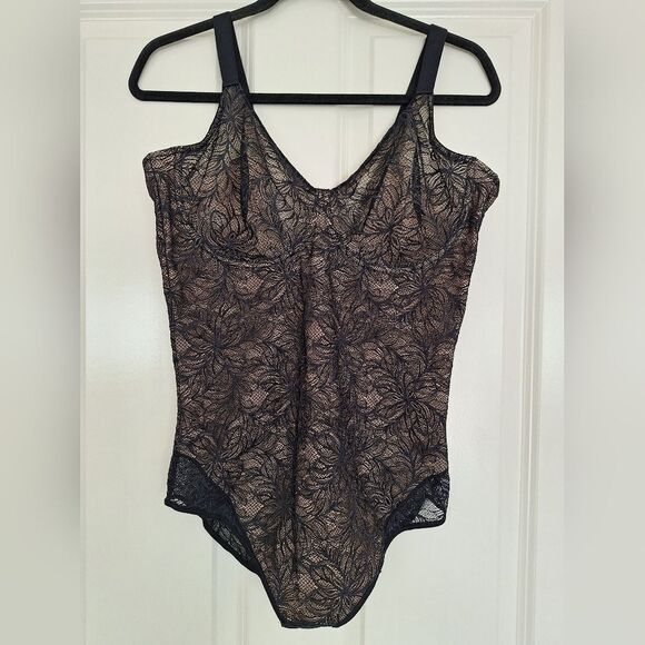 Leonisa Shaping Lace Black Bodysuit Size XXL - Picture 1 of 8